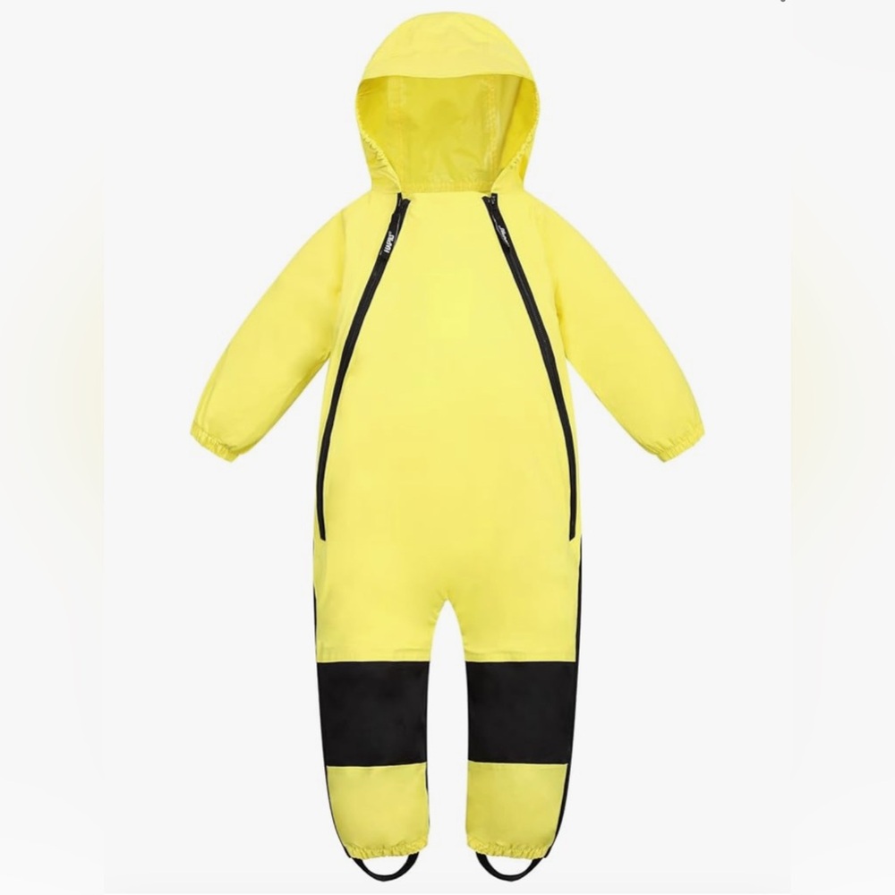 Haipu Yellow Hooded Rainsuit with Black Accents